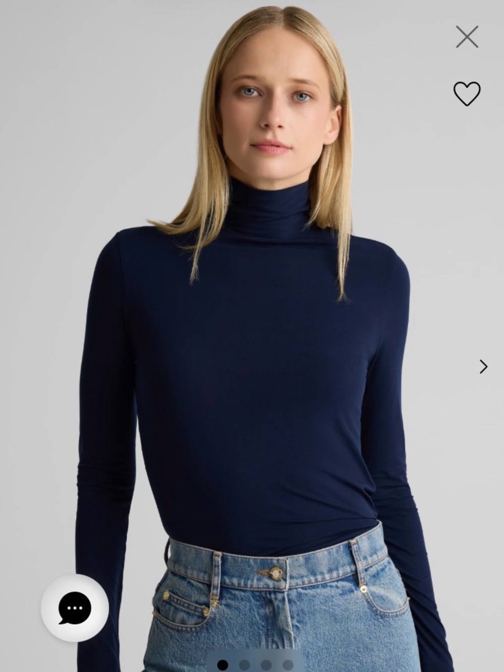 NWOT St John Fine Jersey Long-Sleeve Turtleneck Shell (Navy Size small)